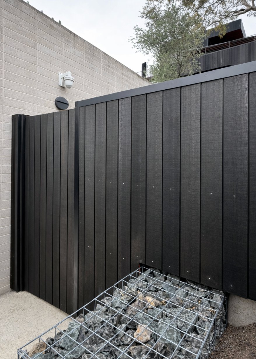 Modern dark-cladding facade with new window installation